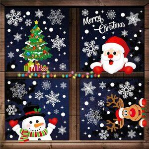 10 Sheets 315 pcs Double-Sided Removable Stickers Snowflake Reindeer Santa Claus
